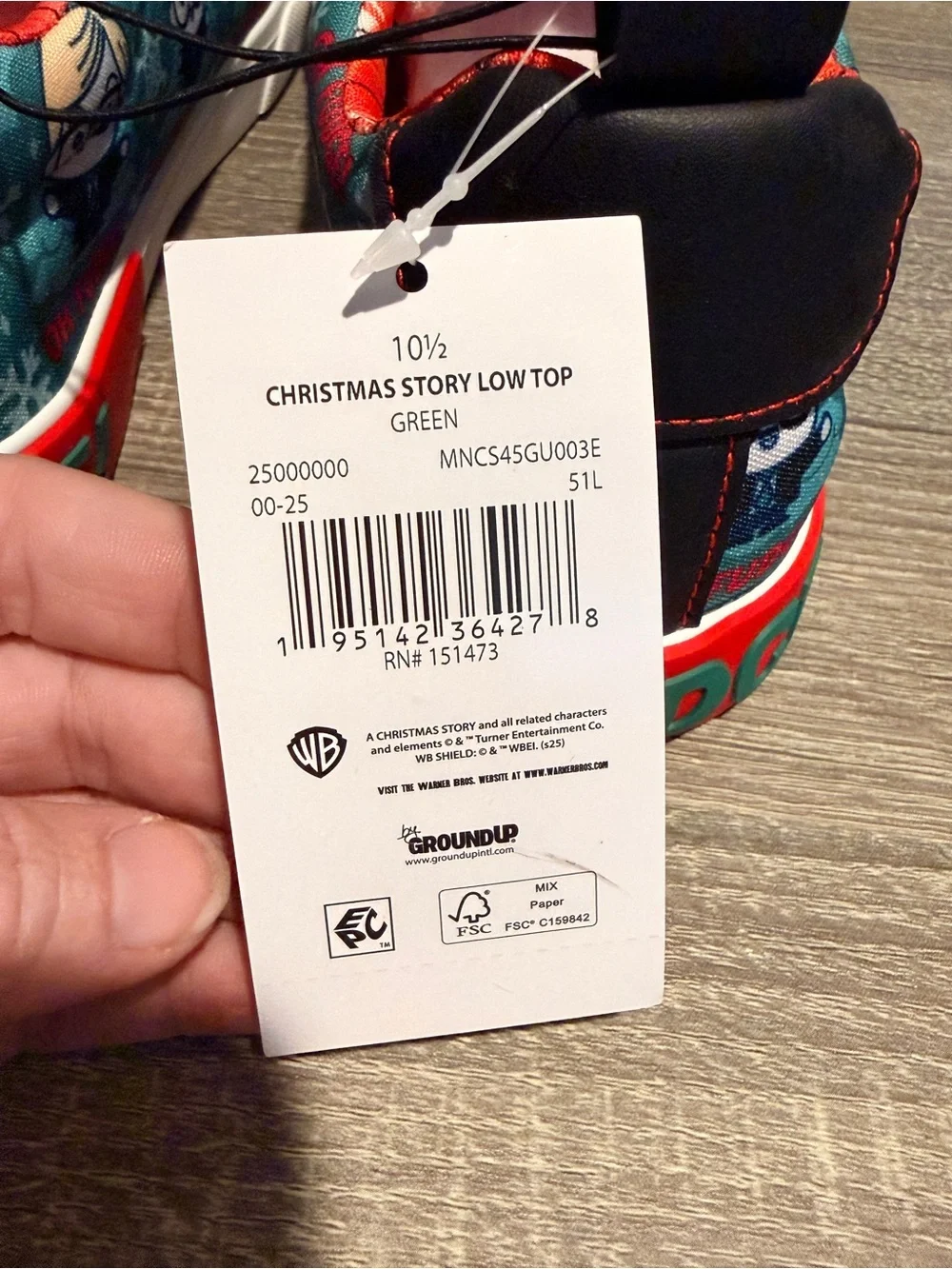 Men’s A Christmas Story Low Top Sneakers size 10.5